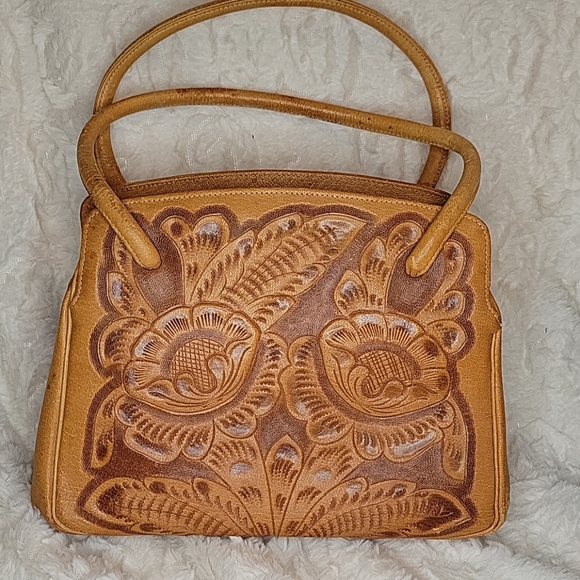 Leather Vintage Mexican Inspired Handbag - Picture 1 of 15